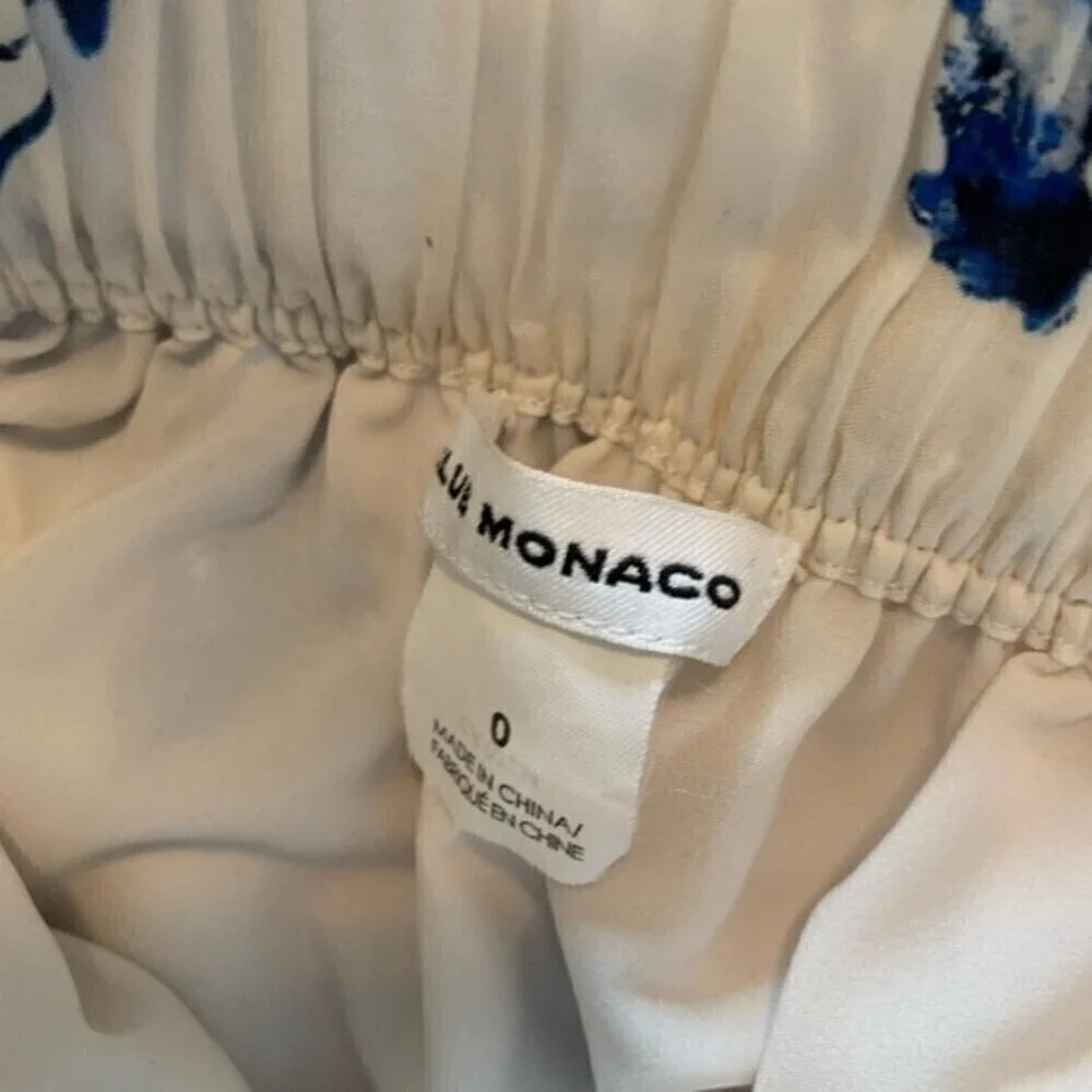 Club Monaco White Blue Tulip Tie Waist Skirt